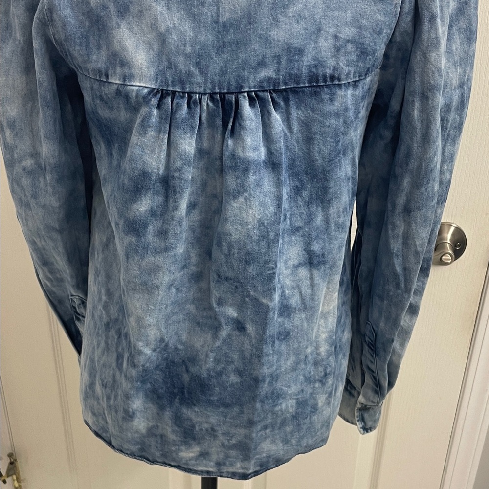 Women's Blue Button Down Shirt - Picture 7 of 12
